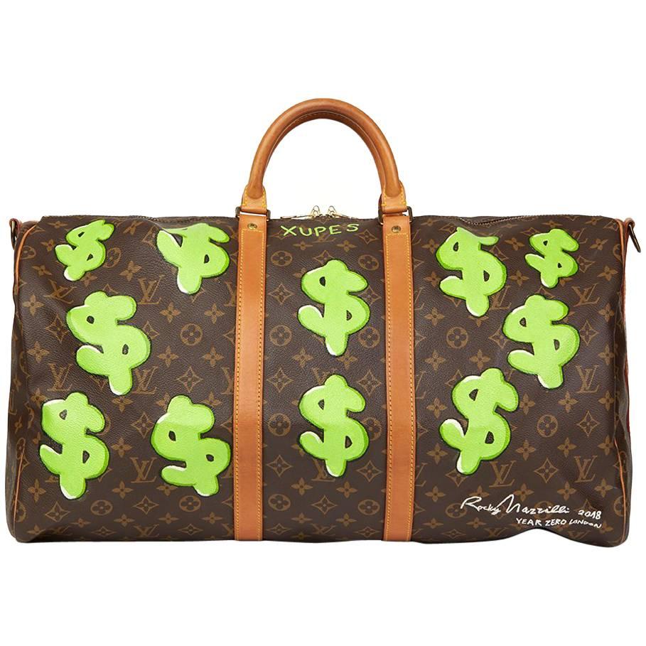 Louis Vuitton Hand-Painted 'Hei$t' Keepall Bandouliere 55 at 1stDibs