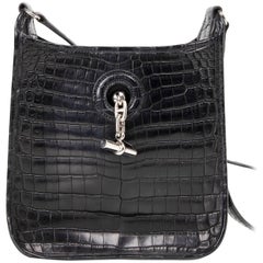 Hermes Vespa TPM Matte Black Crocodile Crossbody Shoulder Bag