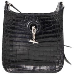 Hermes Vespa TPM Matte Black Crocodile Crossbody Shoulder Bag 