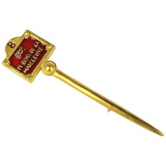 90s Karl Lagerfeld Gilt Enameled Brooch 14 Blvd De La Madeleine New, Never Worn