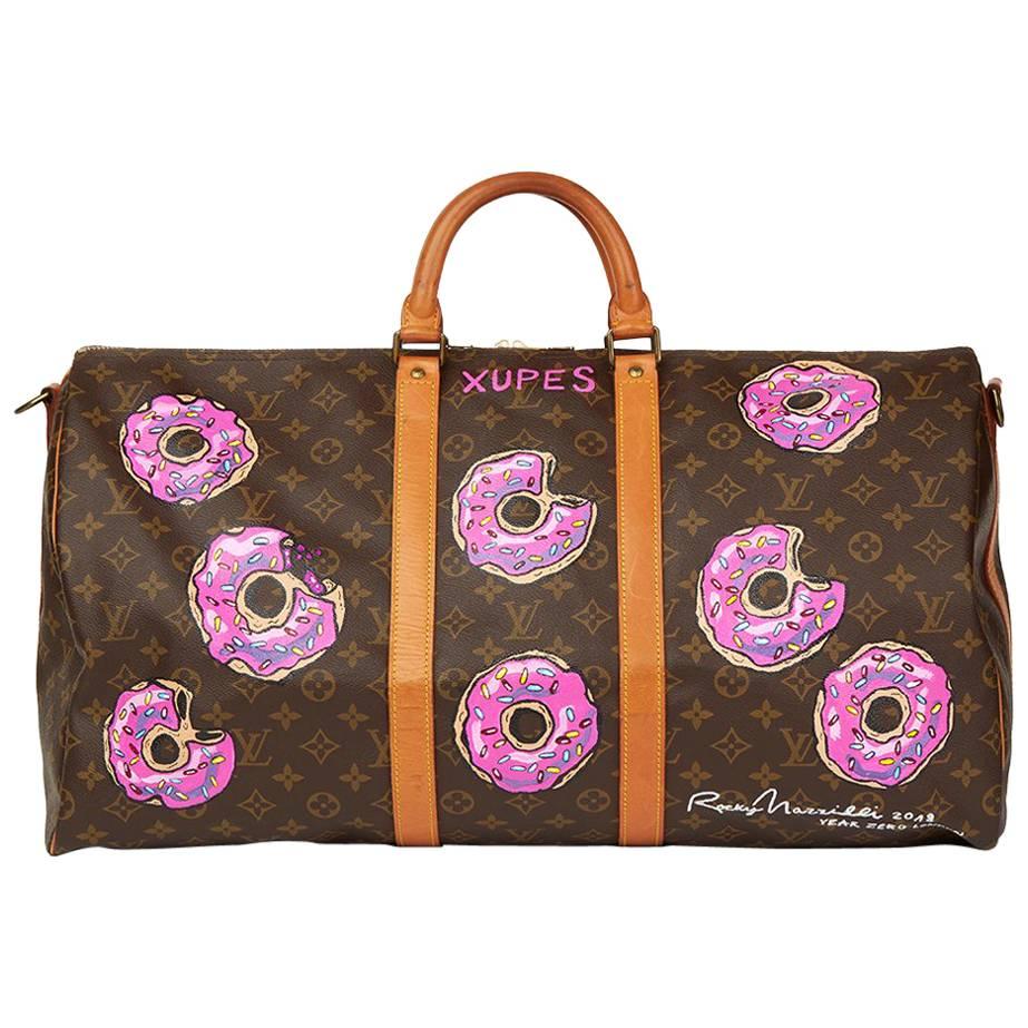 1990 Louis Vuitton Hand-Painted '$weet Tooth' Keepall Bandouliere 55