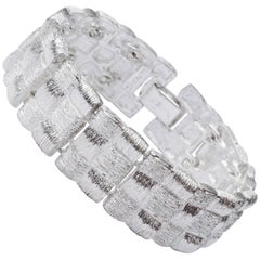 Napier Retro Silver Tone Textured Weave Link Bracelet