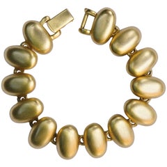 Monet Brushed Gold Plated Oval Link Bracelet circa 1980s