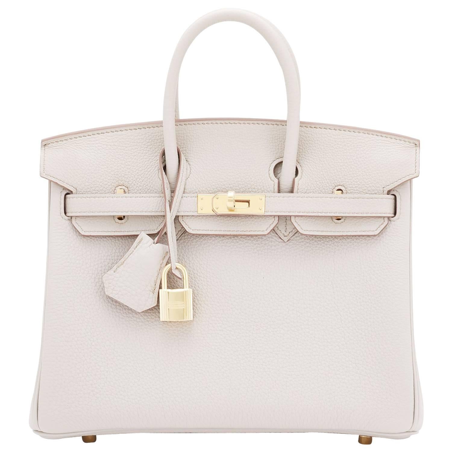 Hermes Beton 25cm Togo Gold Hardware Off White Baby Birkin Bag 