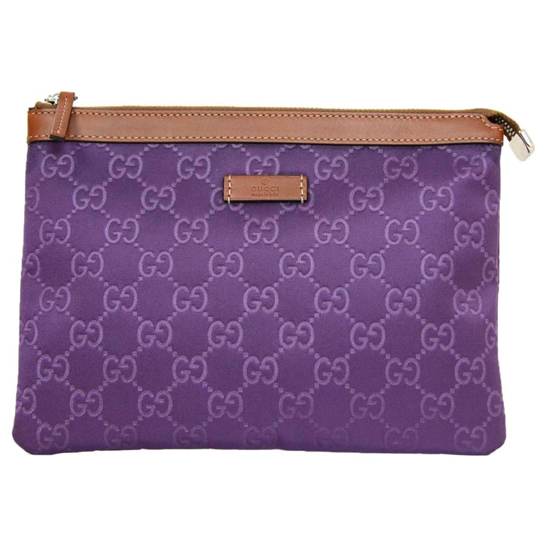 Gucci Purple Canvas Monogram Cosmetic Case/Clutch Bag w. Dust Bag at