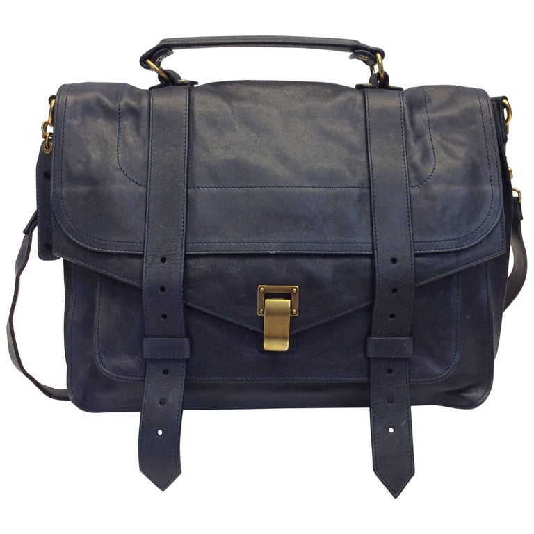 Proenza Schouler Navy Blue Leather Messenger Bag NWT For Sale at 1stdibs