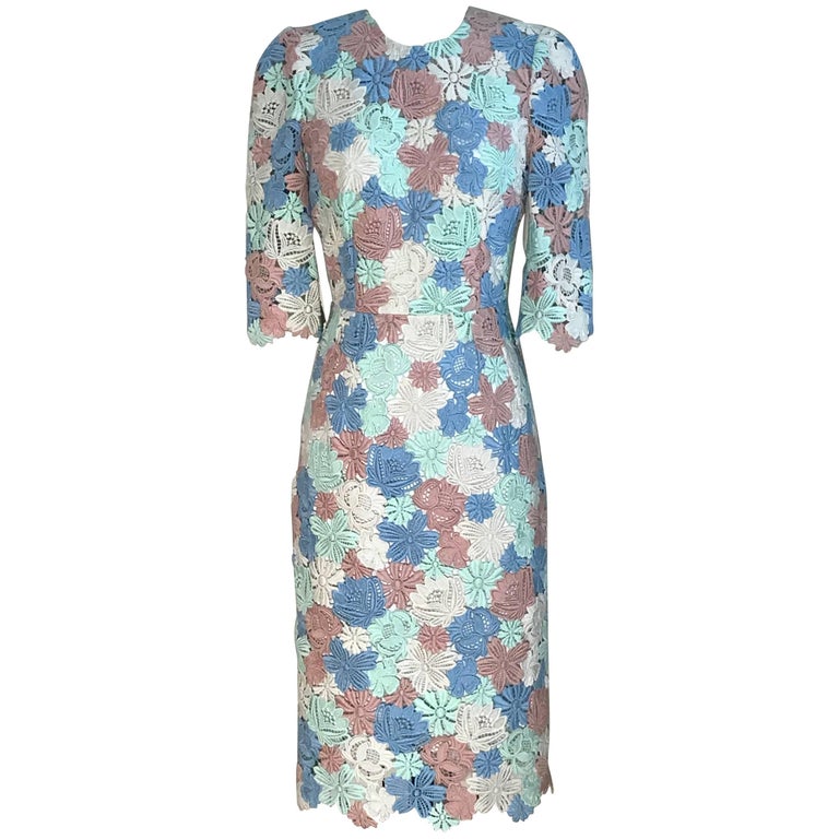 Dolce and Gabbana Floral Lace Multicolor Dress at 1stDibs