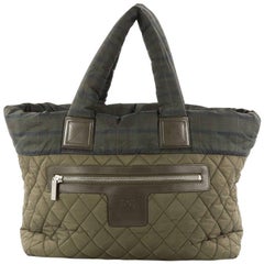 CHANEL Nylon Quilted Medium Coco Cocoon Reversible Tote Grey 437414