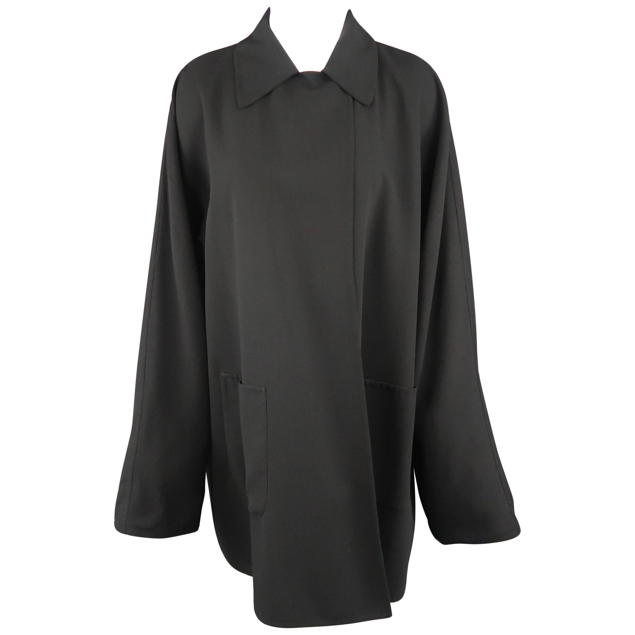 Jil Sander Vintage Oversized Black Collared Lapel Coat