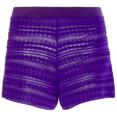 Missoni Purple Crochet Knit Shorts Hot Pants