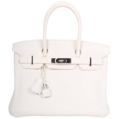 Hermes white Birkin 30 Bag 