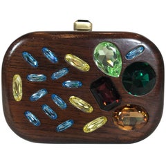 Devi Kroell Embellished Wood Minaudière Clutch