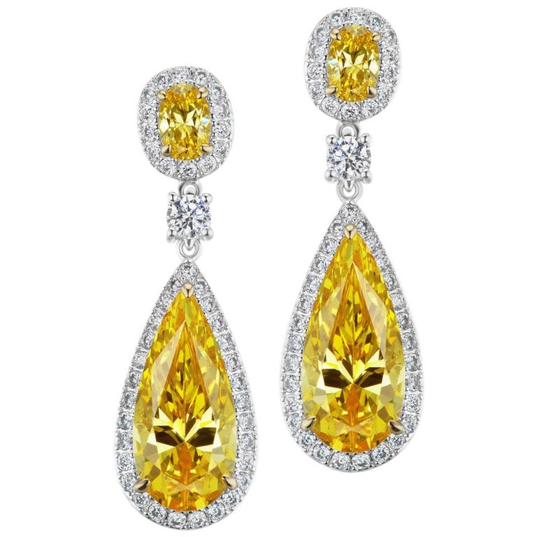 Magnificent Costume Jewelry Canary Diamond Sterling Silver Earrings Magnificent Costume Jewelry Canary Diamond Sterling Silver Earrings For