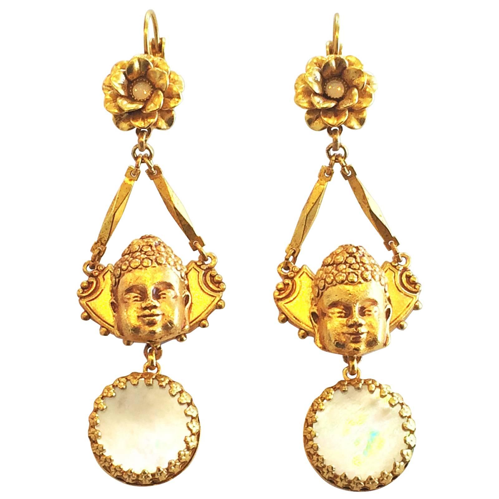 Askew of London Buddha and flower earrings