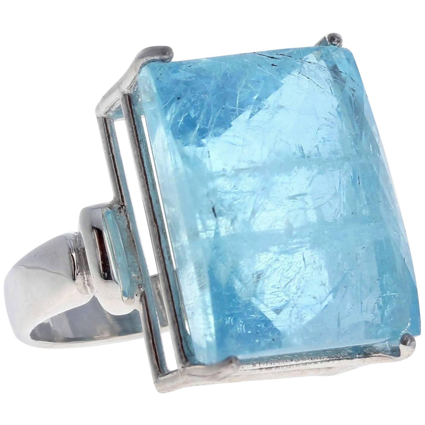 43.4 Carat Aquamarine in Sterling Silver Ring