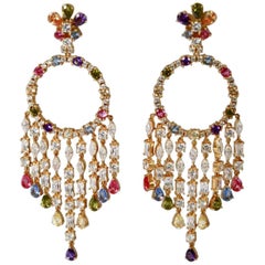 Ultima Edizione Vermeil and Zircon Chandelier Clip Earrings