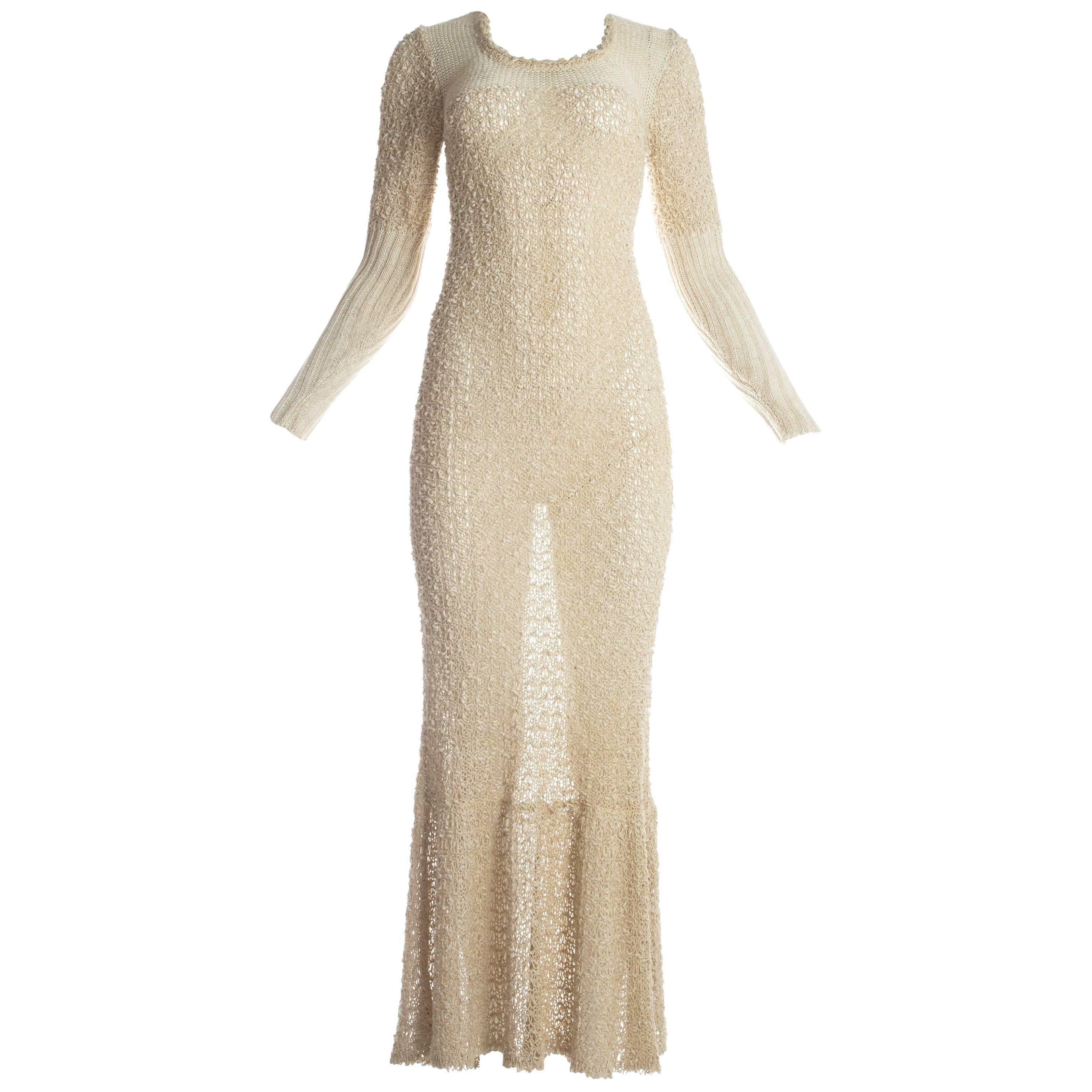 Hand loomed Irish linen summer maxi dress, c. 1970