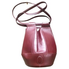 Vintage Cartier wine tulip 3 dimension hobo bucket shoulder bag. must de Cartier