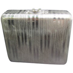 Saks Fifth Avenue Italian Silver Metal Minaudiere' Evening Bag c 1970s