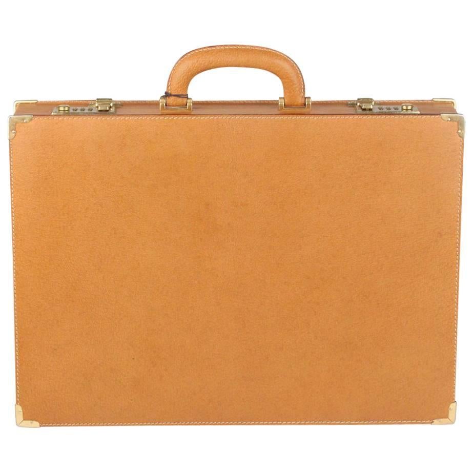 GUCCI VINTAGE Tan Leather Hard Side Briefcase Work Bag