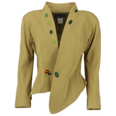 1980s Thierry Mugler Green Beaded Vintage Jacket