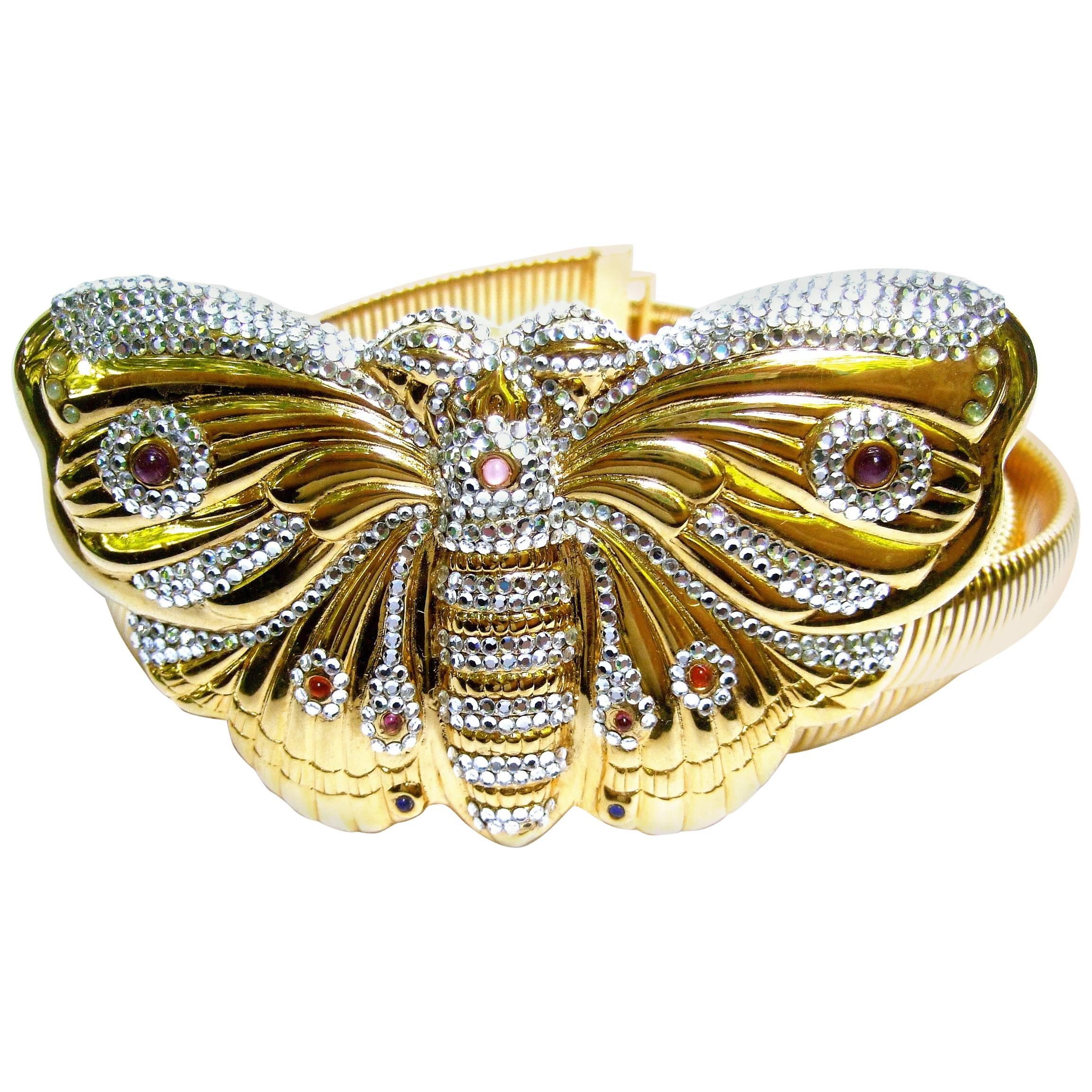 Judith Leiber Exquisite Massive Jeweled Butterfly Belt circa 1980s