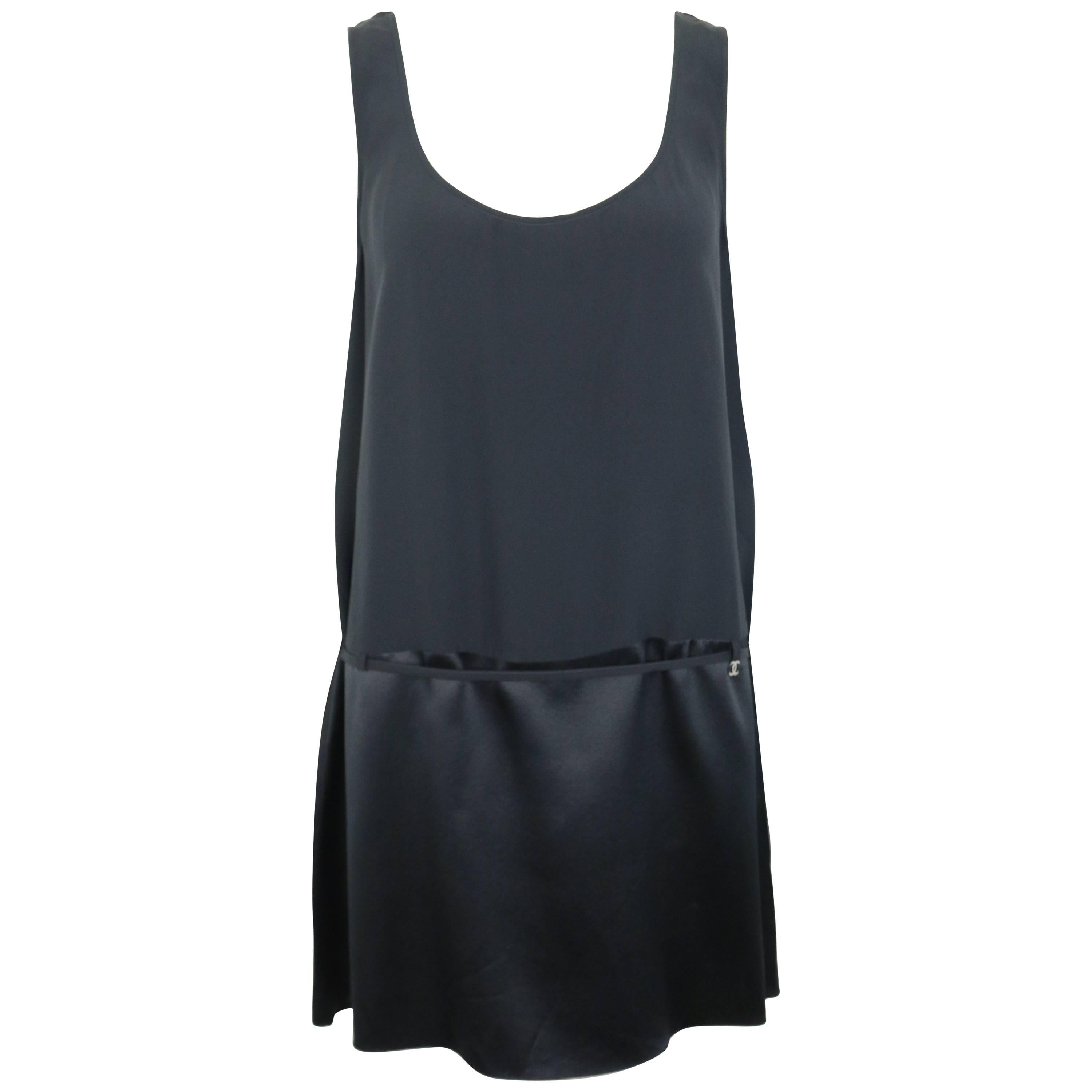 Chanel Black Silk Sleeveless Round Neck Tunic  For Sale