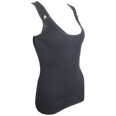 Chanel Black Cotton Knitted Tank Top