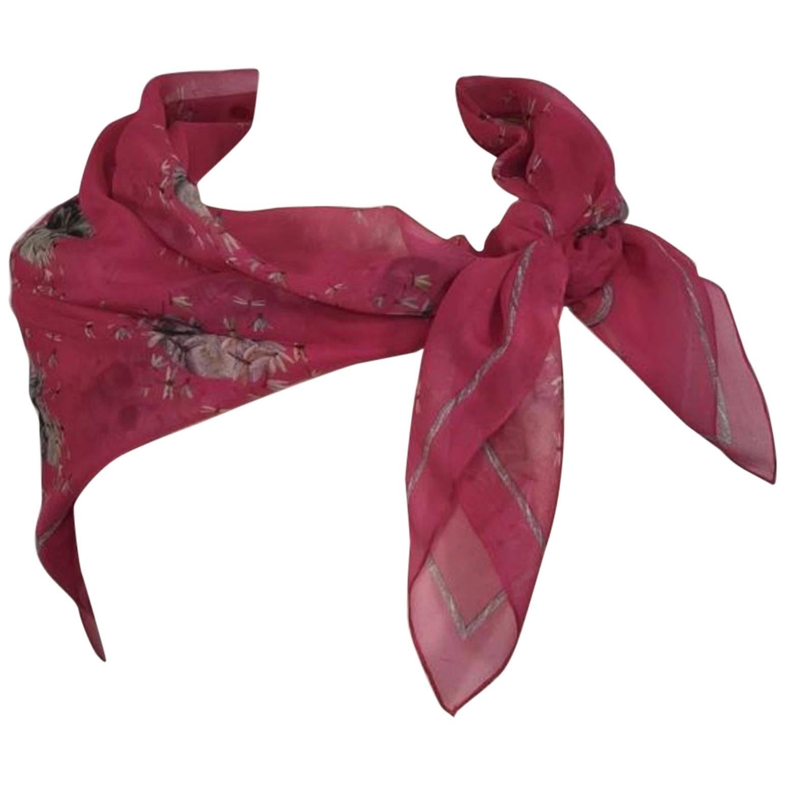 Alexander McQueen Silk Chiffon Skull Scarf in Pink