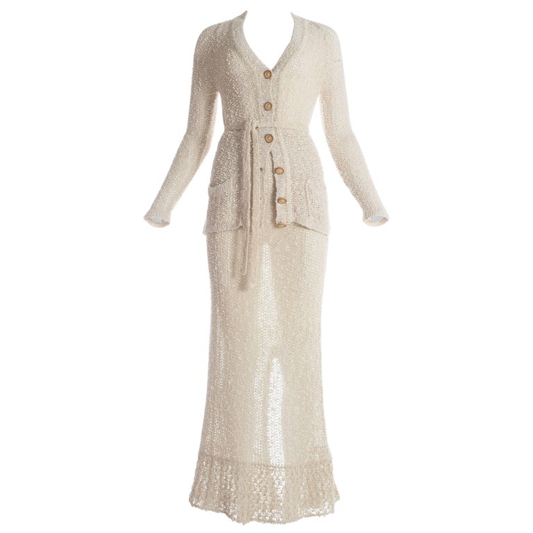 Vintage Beige Pallas Linen Hand Loomed Skirt S/M