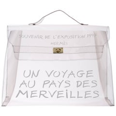 Hermes Kelly Clear See-Through Carryall Travel Top Handle Satchel Tote Bag