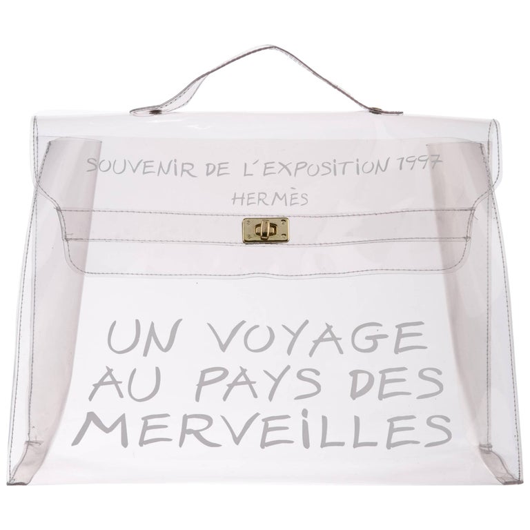 Hermes Clear Plastic Un Voyage Kelly Souvenir Tote Bag at 1stdibs