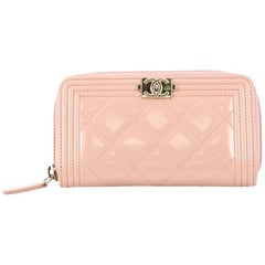 Chanel Boy L-Gusset Zip Wallet Quilted Patent Small