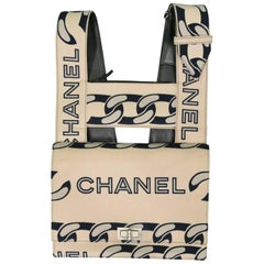 Chanel Vintage Canvas and Leather Chain Print Bag