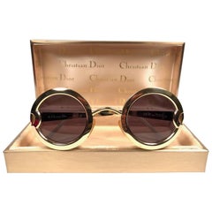Christian Dior Limited Edition 2918 40 Round Gold Sunglasses, 1980s
