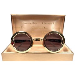 Vintage Christian Dior Limited Edition 2918 40 Round Gold Sunglasses, 1980s   