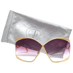 New Vintage Christian Dior 2056 40 Butterfly Gold & Yellow Sunglasses 