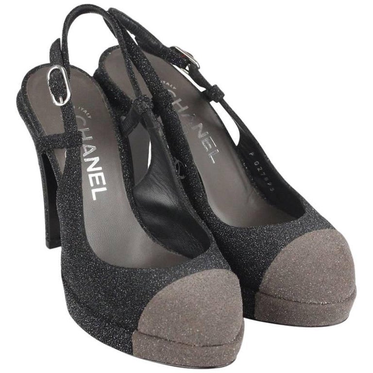 dark gray sparkly heels