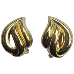 Christian Dior Classic Gold Plated Clip On Vintage Earrings