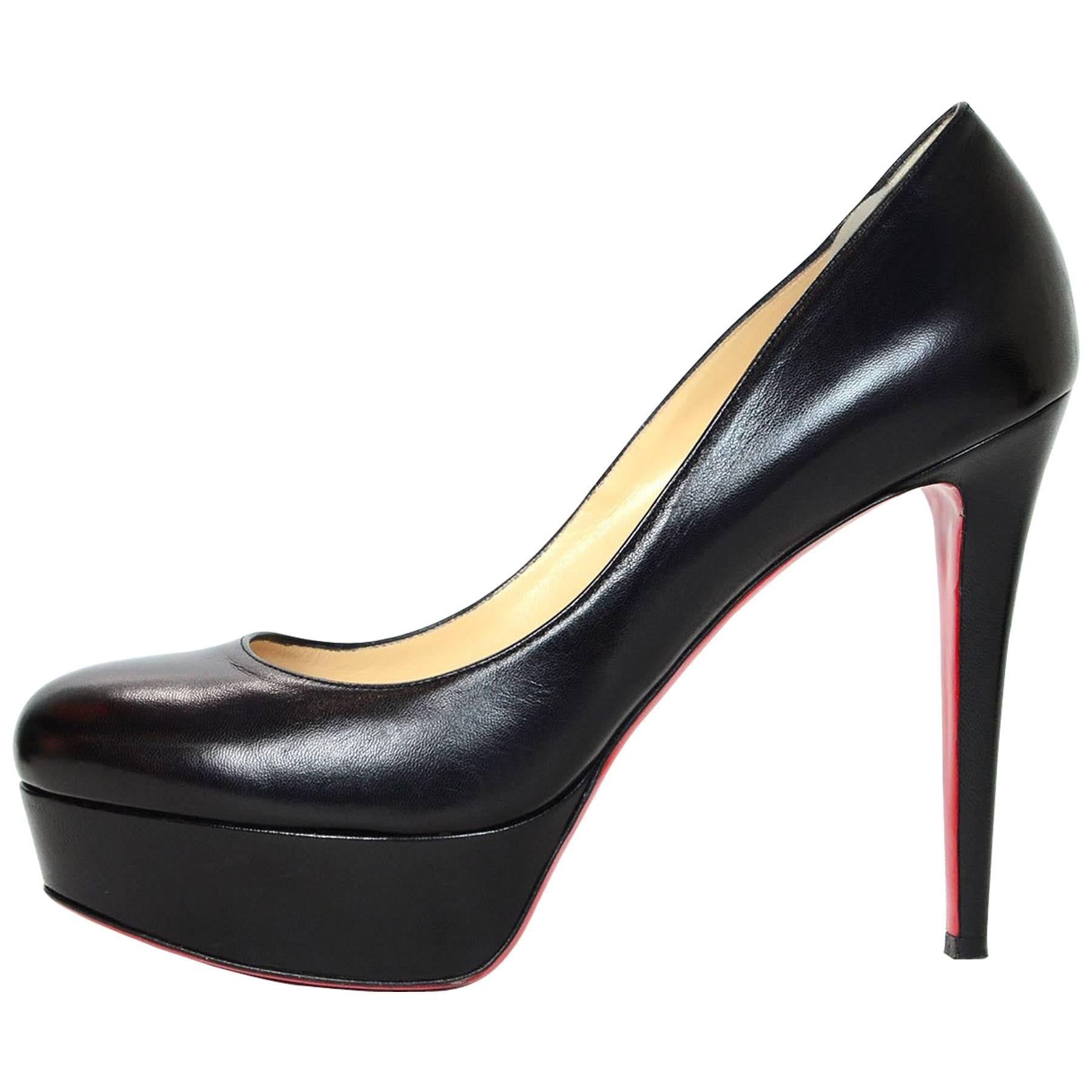 Christian Louboutin Black Leather Bianca 140mm Pumps Sz 41 with DB