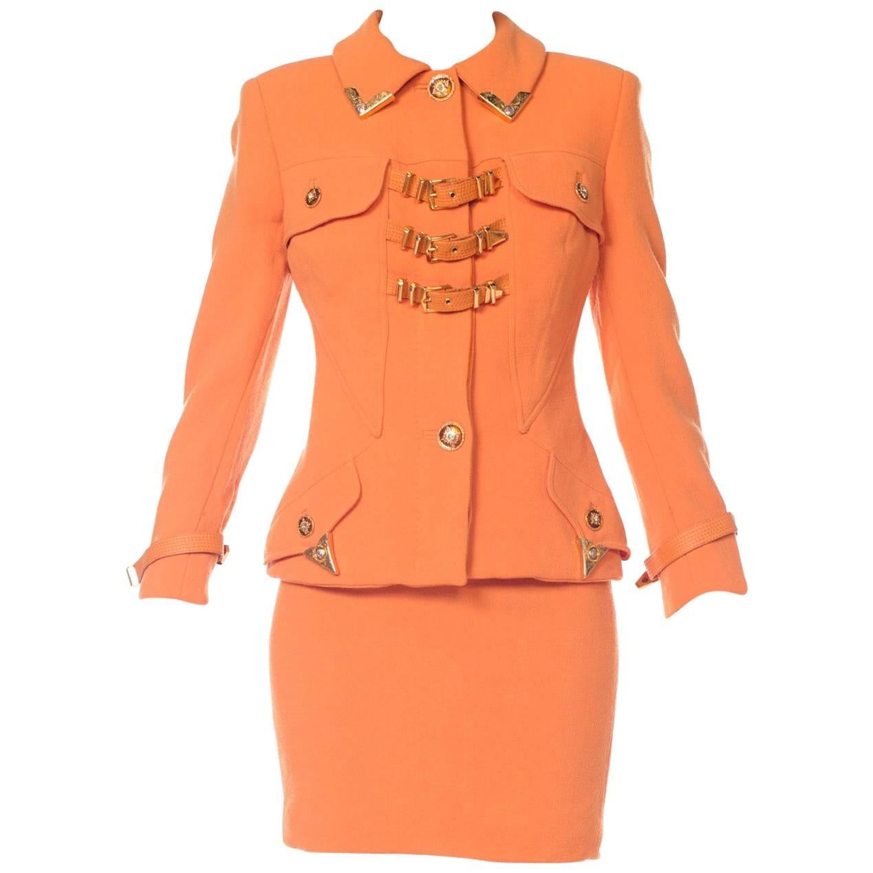 Gianni Versace Couture Tangerine Buckle Suit, 1990s 