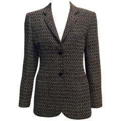 Chanel Black and White Woven Tweed Jacket with Black Buttons  