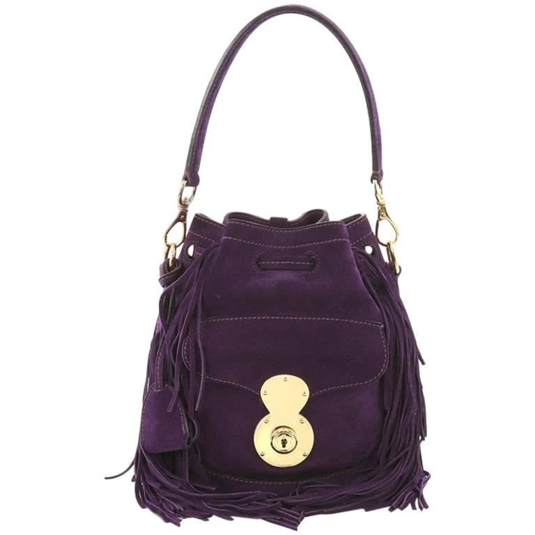 Ralph Lauren Collection Ricky Drawstring Bag Fringe Suede Small at 