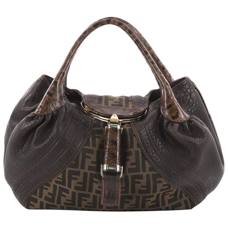 Fendi Tortoise Spy Bag Zucca Canvas and Leather