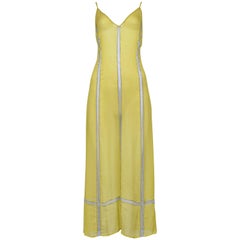 Vintage Prada Chartreuse Chiffon & Perlen Slip Kleid 1996