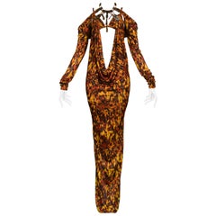 Vintage Jean Paul Gaultier Jersey Tortoise Print Evening Gown