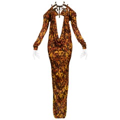 Vintage Jean Paul Gaultier Jersey Tortoise Print Evening Gown 