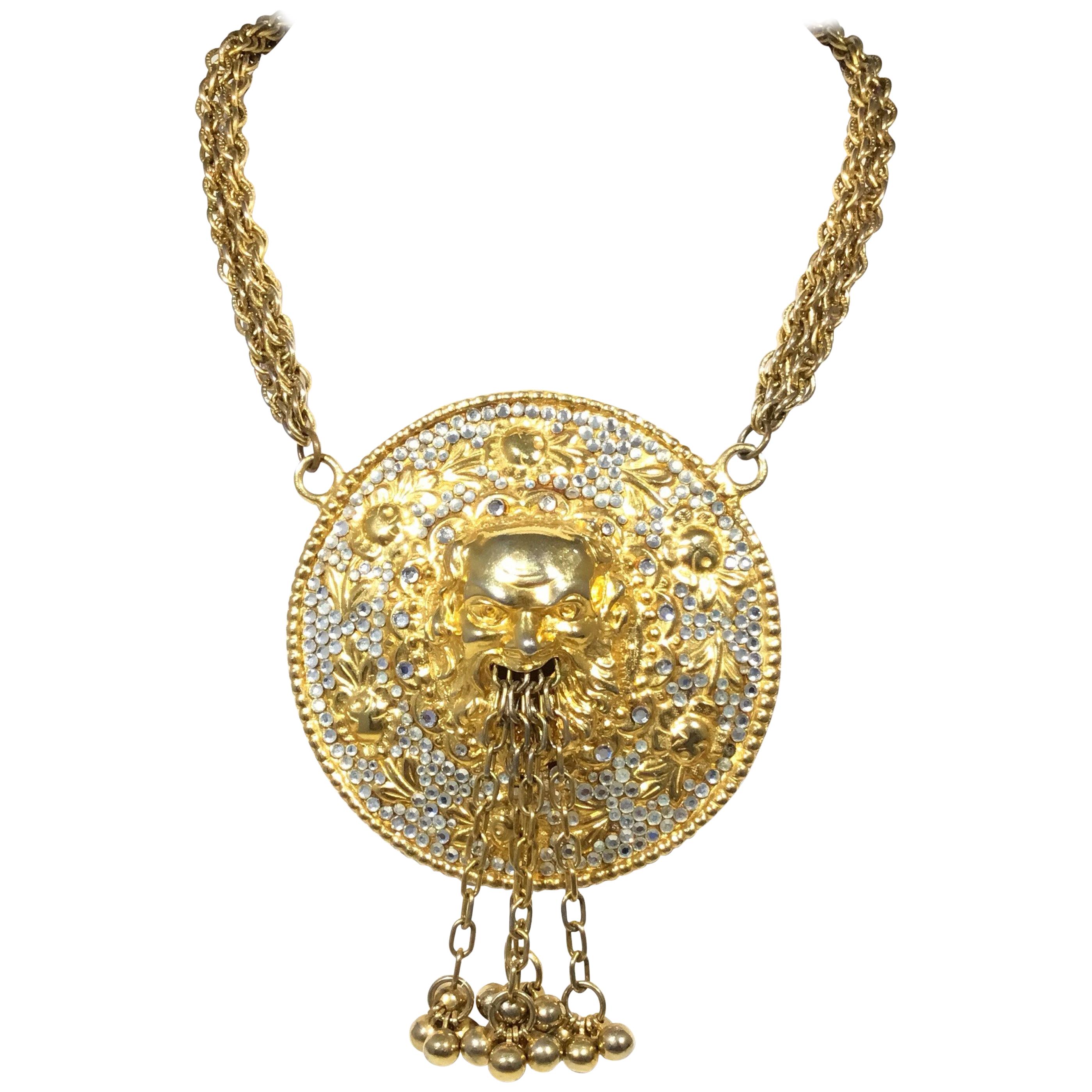 Judith Leiber Massive Bacchus Medallion Necklace   For Sale