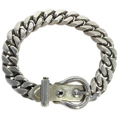 Hermes Sterling Silver Buckle Bracelet
