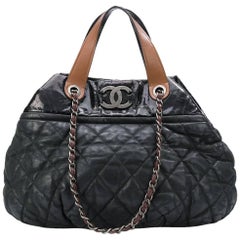 Vintage Chanel Black Coco Cocoon Tote Bag 